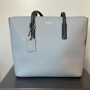 Kate Spade, Large, Two Tone Blue Leather Tote